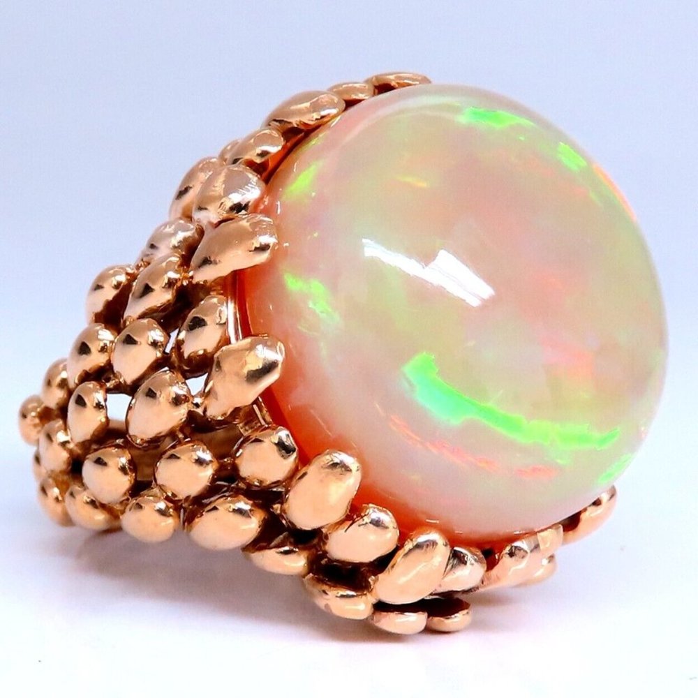 GIA Certified 22.85ct natural cabochon opal ring 18Kt Gold